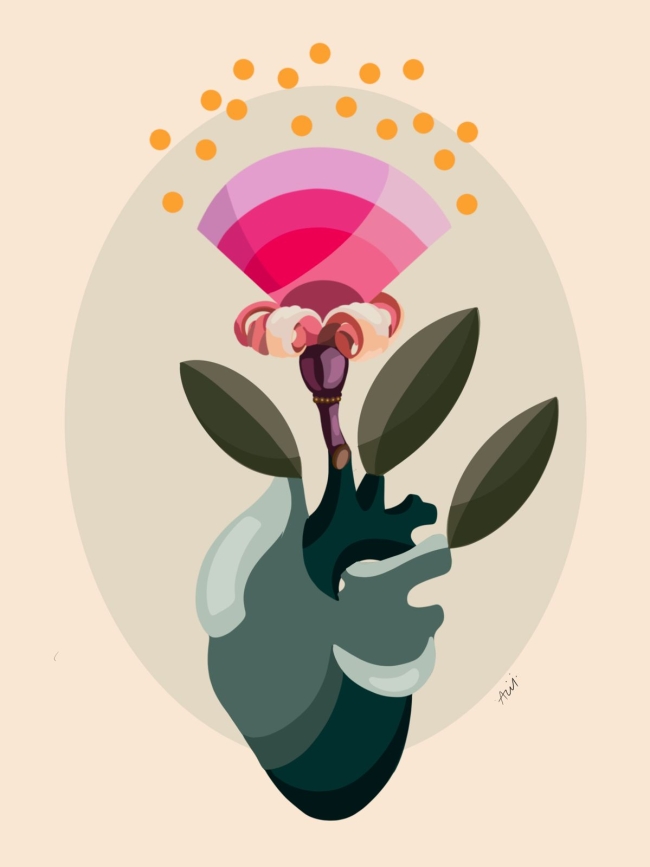 Corazón con flor