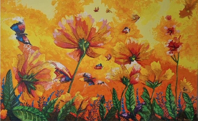 Paisaje con flores