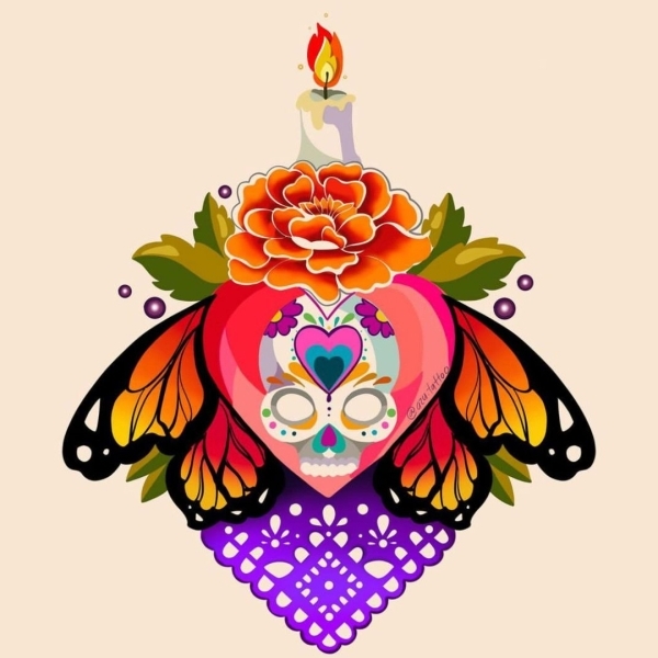 Mariposa con calavera