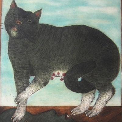 Gato con sombra de mujer